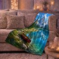 thumbnail image 6 of Majestic Mountain Lake Canoe Painting Peaceful Wilderness Scenery, Peaceful Mountain Lake Scene, Warm Flannel Blanket for Cabin and Lodge, Outdoor Lovers Camping Gift, Rustic Home Decor, 6 of 9