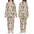 thumbnail image 2 of Cute Pug Dog Satin Pajama Set, Cartoon Puppy Heart Print Sleepwear, Nightwear Gift for Dog Lovers, Christmas, Valentine’s Day & Birthday, 2 of 6