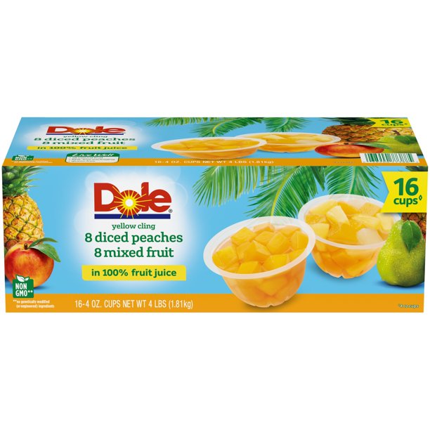 Dole® Variety Pack Yellow Cling Diced Peaches, Mixed Fruit in 100