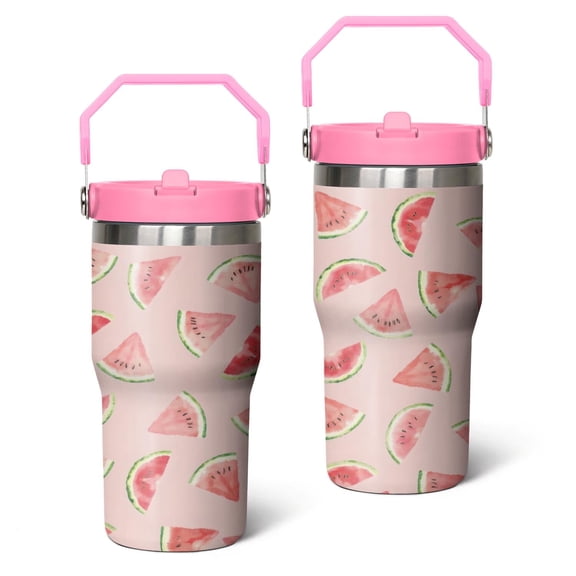 20 Oz Tumbler Watercolor Watermelon Tumbler with Lid and Straw, Birthday Gift Cup for Friend Women Men Coffee Travel Mug Thanksgiving Day Halloween Christmas Gift Water Bottle