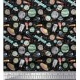 thumbnail image 1 of Soimoi Black Cotton Duck Fabric Satellite & Planet Galaxy Decor Fabric Printed Yard 56 Inch Wide, 1 of 3
