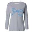 thumbnail image 3 of Womens Tops Women's Cute Bow Pattern Long Sleeve Top Spring Bow Print Shirts for Women, 3 of 3