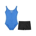 thumbnail image 5 of Sinleey Girls Mesh V-Neck Ballet Dance Leotard Outfits Gymnastics Athletic Bodysuit with Shorts Blue 8, 5 of 7