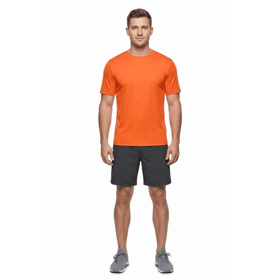 ZBORIBER Men's Quick-Dry Fit Gym Wicking Athletic Workout Short-Sleeve T-Shirts Sizes S-3XL,Neon Orange