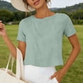 thumbnail image 4 of Ruimatai Women's Crew Neck Short Sleeve Cropped Top Casual Loose Fit Crop Tee for Daily Wear & Summer Outings, 4 of 8
