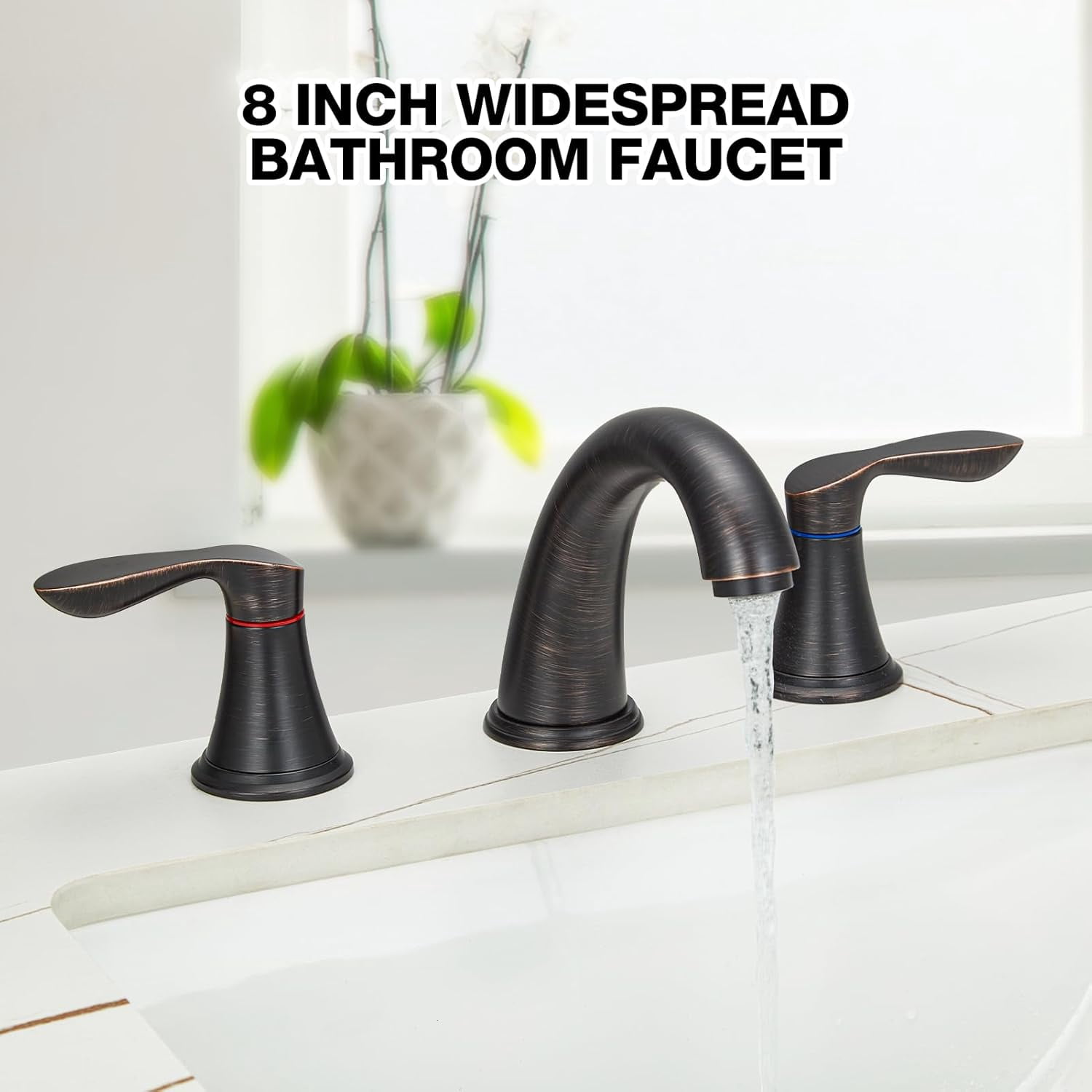 Accreate 8 Inch Bathroom Faucets for Sink 3 Hole with Pop up Drain and cUPC Lead-Free Hose