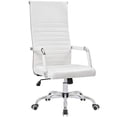 thumbnail image 1 of KaiMeng Ribbed Office High Back PU Leather Desk Adjustable Swivel Task Computer Chair with Armrest for Conference Study Leisure, White, 1 of 5