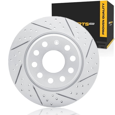 KarParts360 For Audi A3 2006 2007 2008 Brake Rotor Rear, Passenger Side | Solid Rotor | Coated | Drilled And Slotted | 5 Lug Holes