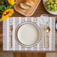 thumbnail image 4 of Black Stripe Placemats Set of 4, Modern Abstract Vertical Stripes Beige Placemats for Dining Table, Place Mats for Kitchen Tabletop, Waterproof Wipeable Dining Table Mats Set, 4 of 9