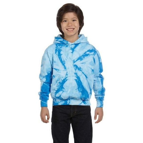 Youth 8.5 oz. Tie-Dyed Pullover Hooded Sweatshirt - SPIDER BABY BLUE - M