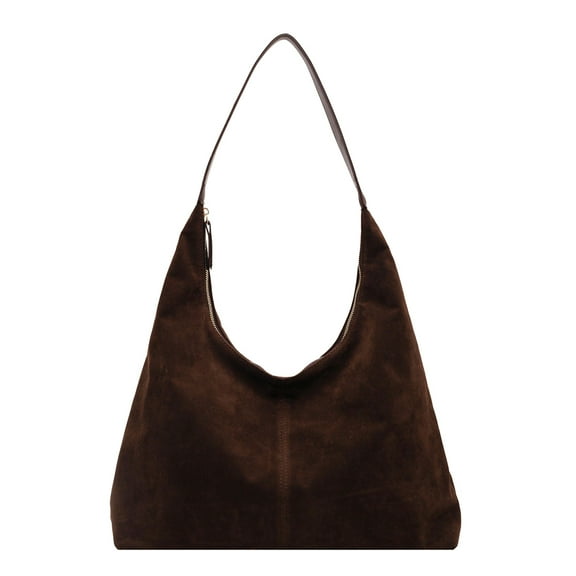 Yuhsdv Women Suede Hobo Bag Large Capacity Underarm Bag Slouchy Bag Travel Bag (Coffee)