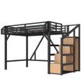 thumbnail image 6 of HICOMILA Twin XL Size Loft Bed with Storage Shelves and Built-in Wardrobe, Heavy-Duty Metal Loft Bed with Under-Bed Space, USB Ports and LED Lights, Gaming Loft Bed for Teens Adults, Natural, 6 of 9