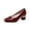 Exquisite Shoes - Wine, variant on Chunky Heels for Women Closed Toe Square Toe Metal Cap Accent Low Block Heel Animal Print Textured Upper Office Work Dress Pumps