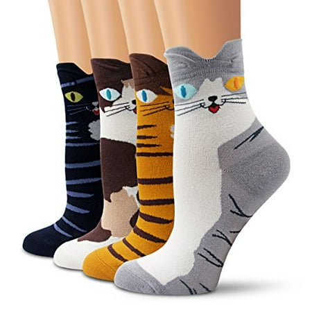 

Ambielly Women Socks Cute Animal Patterned Casual Cotton Socks (4 Cats)