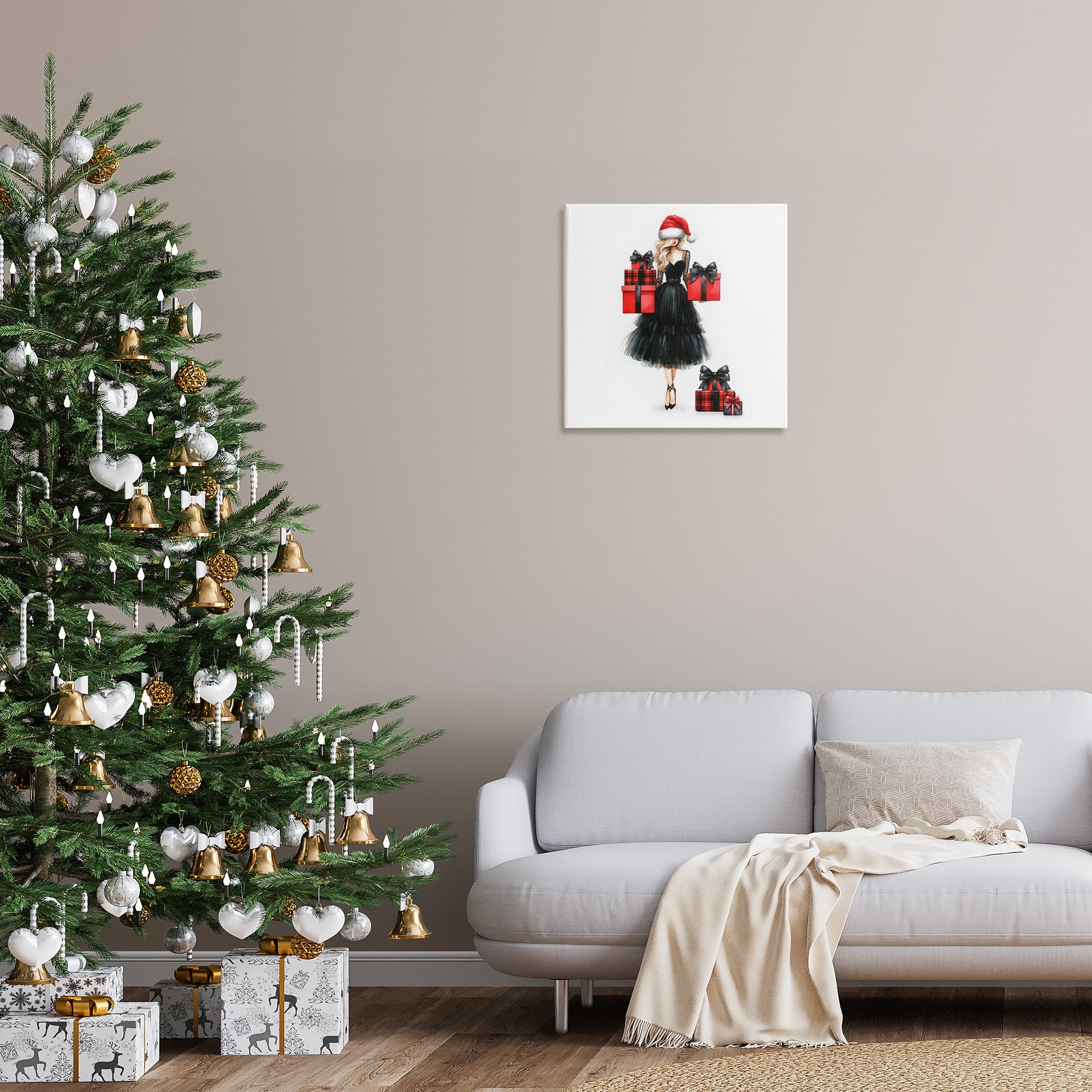 Stupell Industries Fashionable Holiday Shopping Holiday Painting Gallery Wrapped Canvas Art Prints Wall Art, 24 x 24