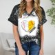 thumbnail image 1 of Fiudx Liquidación de Ofertas Flash Blusa Holgada de Manga Corta con Cuello En V Informal Estampada a La Moda para Mujer, 1 of 5