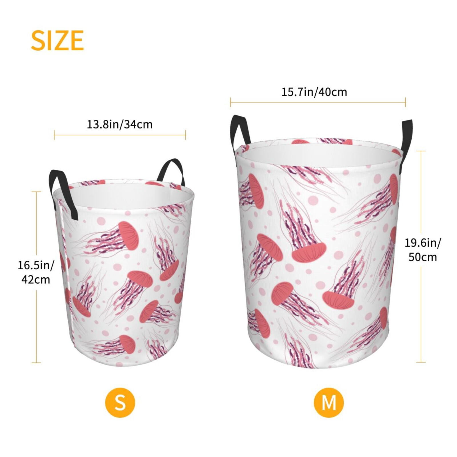 Large Laundry Basket with Handles - Jellyfish Bubble Kids Baby Dirty Clothes Laundry Hamper for Bedroom Aesthetic