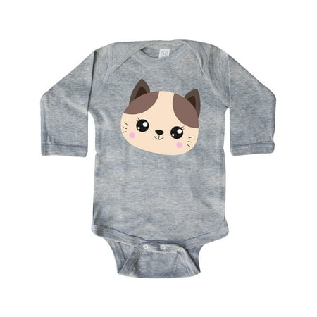

Inktastic Cute Cat Little Cat Cat Head Brown Cat Gift Baby Boy or Baby Girl Long Sleeve Bodysuit