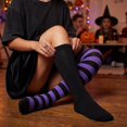 thumbnail image 7 of Lumtrix Striped and Solid Thigh High Socks for Women Mismatched Over the Knee Stockings Trendy Halloween Party Socks C One Size, 7 of 7