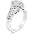 thumbnail image 2 of Modernist Halo Pear Shape Ring Solid 14K White Gold Ring Bridal Proposal Ring Moissanite Engagement Round Diamond Ring, 2 of 4