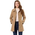 thumbnail image 1 of Abrigo de Invierno Allegra K Para Mujer Caqui M con cuello Peter Pan, 1 of 5