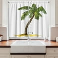 thumbnail image 2 of Ambesonne Tropical Kitchen Curtains, Cartoon Palm Trees, 55"x45", Green Brown, 2 of 3