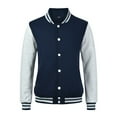 thumbnail image 2 of Varsity Baseball Jacket for Women 2025 Long Sleeve Button Casual Letterman Bomber Jackets with Pockets Outerwear, 2 of 3