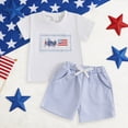 thumbnail image 5 of Toddler Boy Summer Outfits Baby Boy Embroidery Print Short Sleeves T-Shirt Plaid Shorts Set Boy Clothes Set, 5 of 7