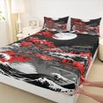 thumbnail image 4 of Homewish Red Cherry Blossoms Bed Sheets,Japanese Ukiyo e E Style Full Size Sheets,4pcs,1 Flat Sheet, 1 Fitted Sheet and 2 Pillowcases, 4 of 6