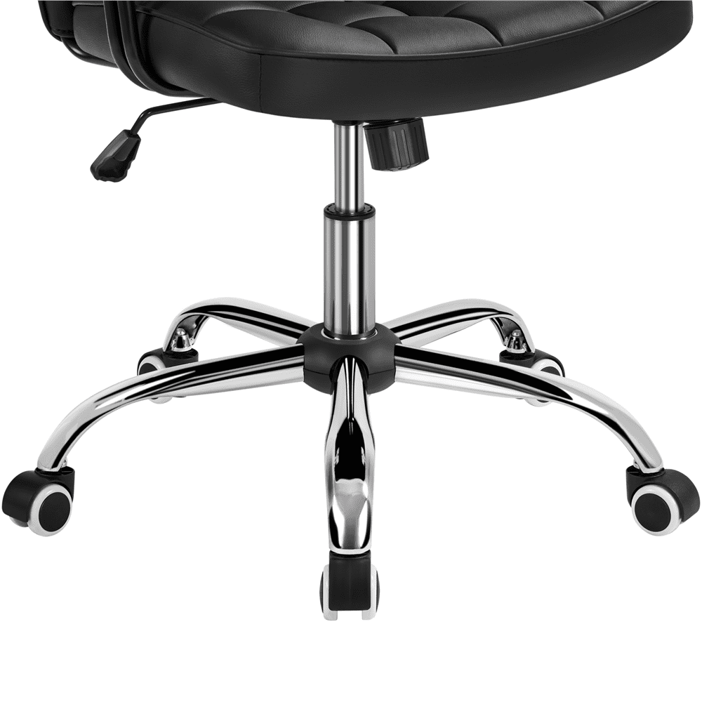 Yaheetech PU Leather Desk Chair with Padded Arms, Black