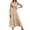 Khaki, variant on Wdgfv Women's Elegant Maxi Flowy Boho Tiered Beach Dress with Square Neck and Pockets