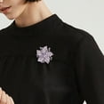 thumbnail image 3 of Eosunjian Lady Brooch Flower Shape Rhinestone Decor Anti-slip Shouder Bag Suit Coat Collar Hat Scarf Decoration Clothes Pin Party Prom Bride Wedding Garment Jewelry Purple, 3 of 13