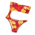 thumbnail image 3 of Seyurigaoka Women Hollow-out Swimsuit Strapless Bikini Romper Flower Beachwear, 3 of 8