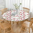 thumbnail image 3 of Elastic Edge Floral Round Tablecloth Made from Water-Resistant Polyester, Fits 44-52 Inch Round Tables for Kitchen, Dining, or Outdoor Use, Large Size, 3 of 7