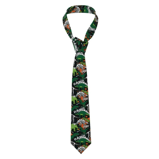 Fotbe Dinosaur Skeleton Corbata Clásica para Hombre con Estampado – Corbata de Seda Jacquard Tejida, para Negocios, Bodas y Eventos Formales