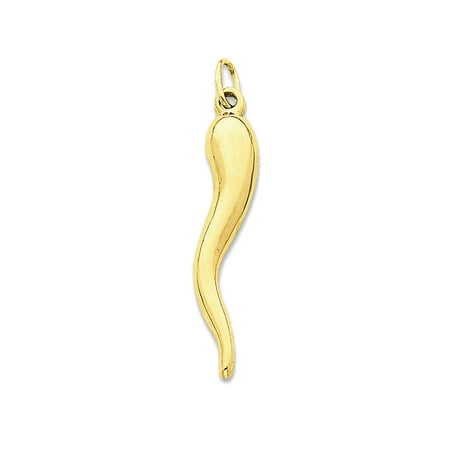 Horseshoe Italian Charm - 14K Yellow Gold Italian Horn Charm Pendant - 30mm