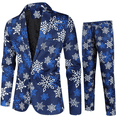thumbnail image 3 of Gorro navideño de anime para hombre, chaqueta azul y roja, divertido árbol de Navidad, muñeco de nieve, estampado, blazer de un botón, frente abierto, trajes de trabajo de oficina para negocios, 3 of 5