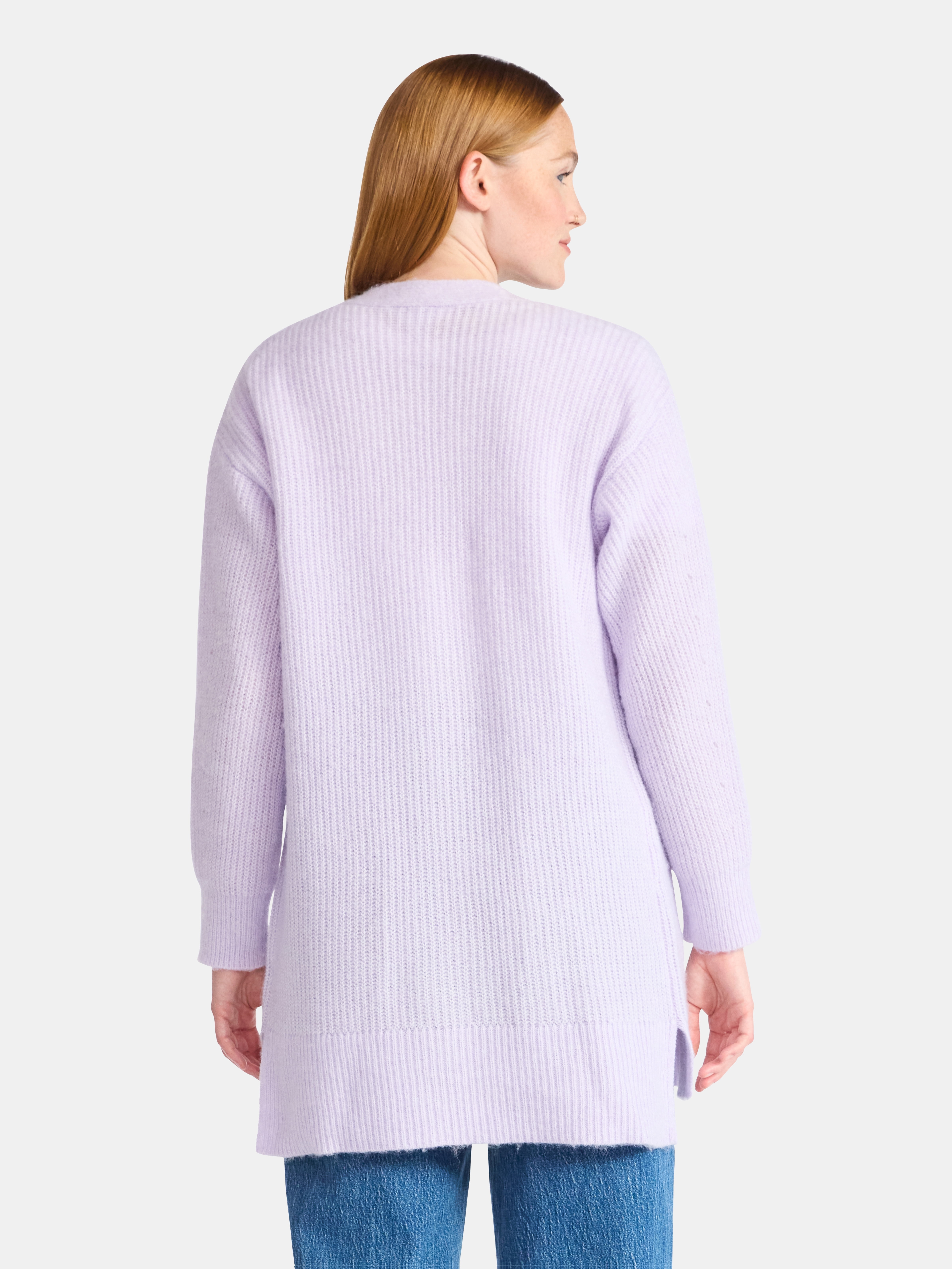 Time and Tru Women’s and Women’s Plus Super Soft Longline Cardigan Sweater, Lightweight, Size XS-4X