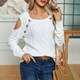 thumbnail image 4 of AherBiu Women off Shoulder Sweaters Scoop Neck Long Sleeve Loose Ribble Knit Jumper Tops Pullover Solid Color, 4 of 6