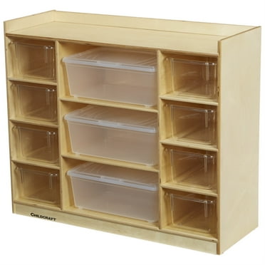 Childcraft Storage Unit, 8 Clear Trays, 3 Translucent Trays, 35-3/4 x 13 x 29 Inches