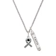 thumbnail image 1 of Delight Jewelry Silvertone Scroll Ribbon with Black Crystal Silvertone Believe Faith Prayer Hope Bar Charm Necklace, 23", 1 of 4