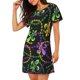 thumbnail image 2 of Fotbe Mardi Gras6 Bata de Dormir para Mujer con Estampado, Camisón de Algodón de Manga Corta, Ropa de Dormir Casual, 2 of 6
