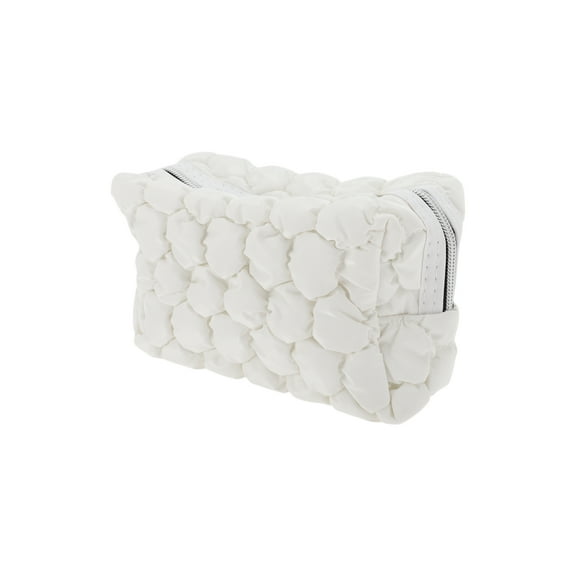 1 Pc Women Portable Bubble Cloud Style Makeup Bag for Travel Vacation White Cotton