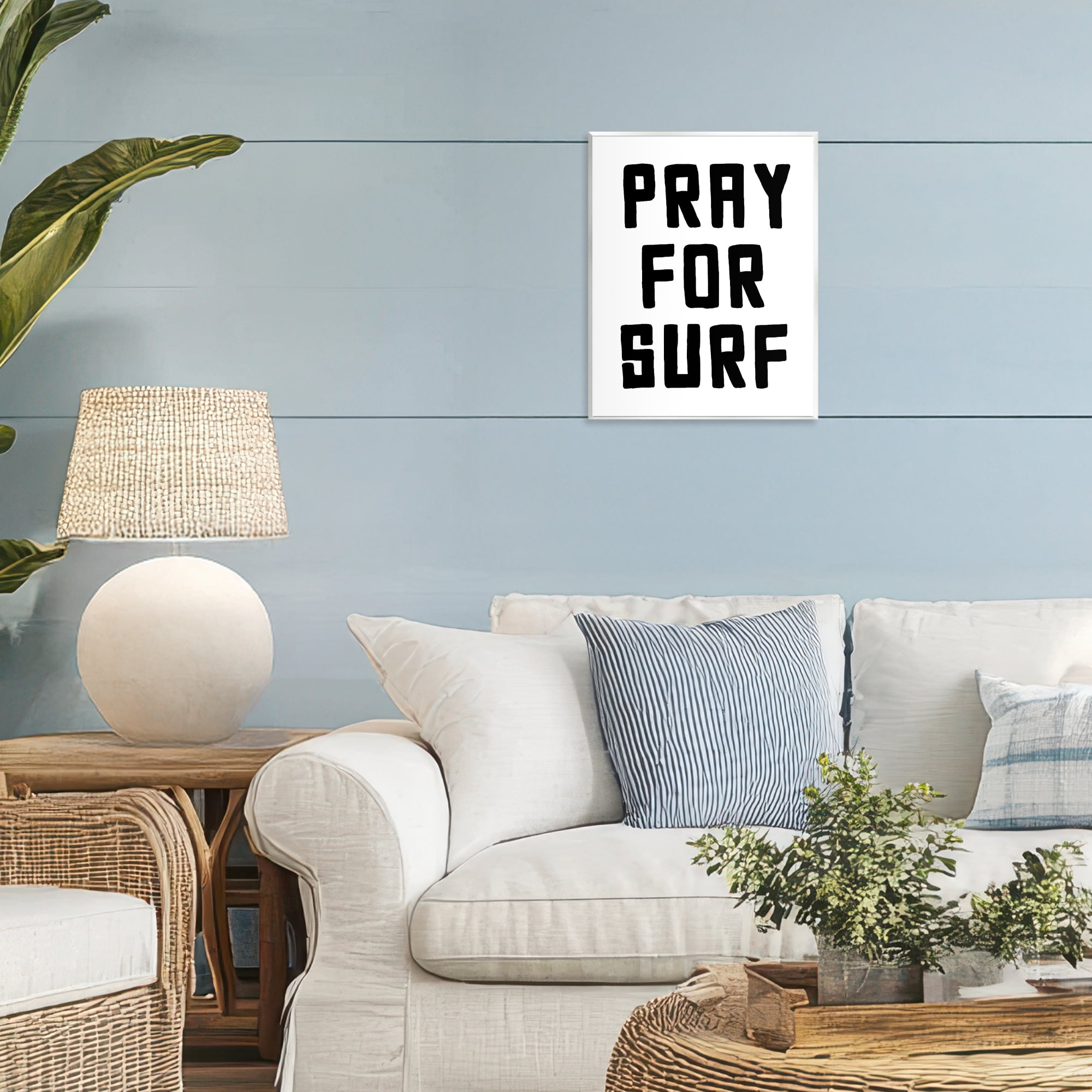 Pray For Surf Simple Sentiment Wall Plaque Art, design by Lettered and Lined