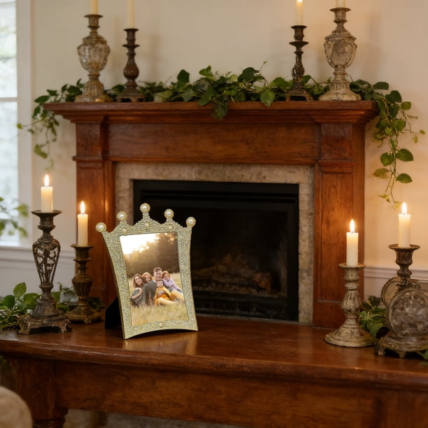 Marco de perlas europeas Oro plata | Decoración del hogar inspirada en resina al estilo francés | Marco de fotos de boda • Lente resistente a arañazos en alta definición • Sobremesa, tapices de