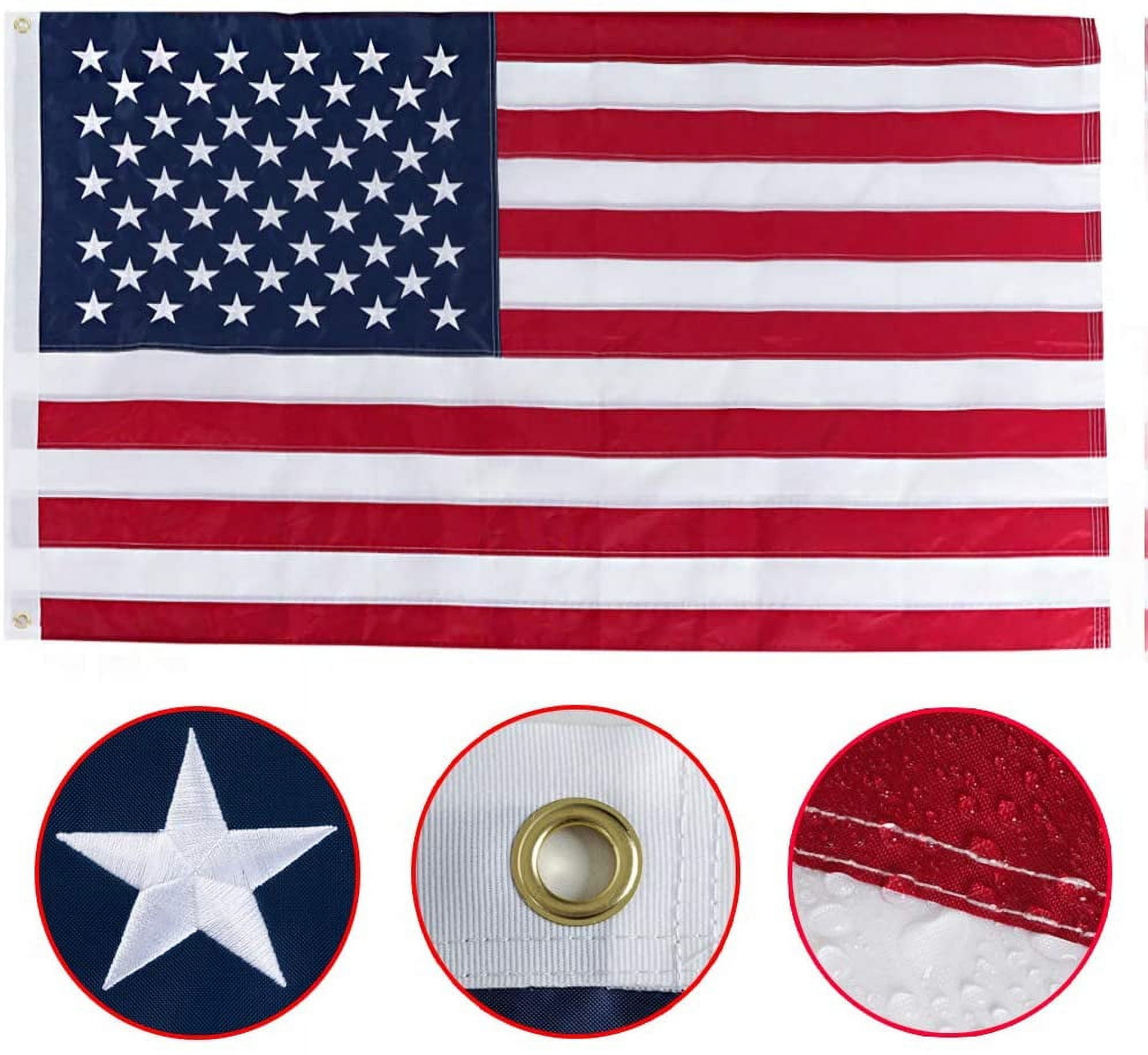 Durable American USA US Flag 4x6 Embroidered Stars Sewn Stripes Longest Lasting Us Flag Made from Oxford Nylon Indoor with Brass Grommets