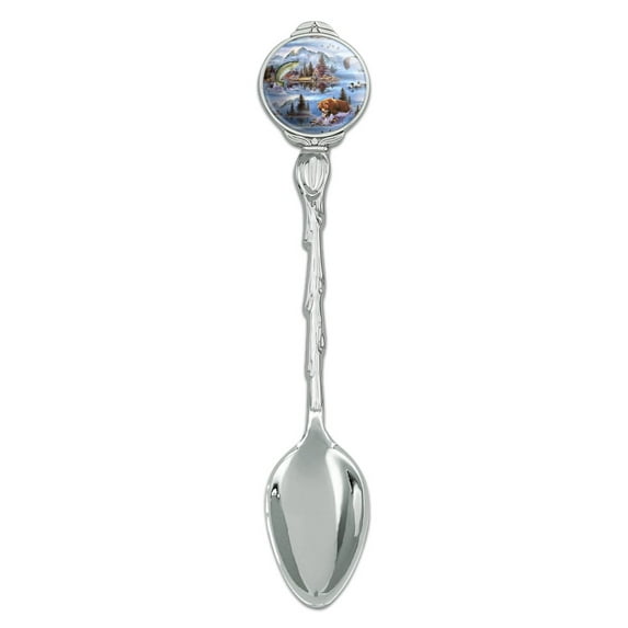 Mountain Fly Fishing Bear Stream Lake Fish Novelty Collectible Demitasse Tea Coffee Spoon