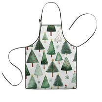 White Christmas Tree Pattern Kids Aprons for Girls and Boys,Adjustable Neck Strap Toddler Aprons for Kids Cooking Baking