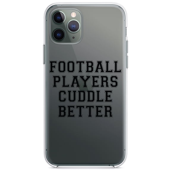DistinctInk Clear Shockproof Hybrid Case for iPhone 13 Pro MAX (6.7" Screen) - TPU Bumper Acrylic Back Tempered Glass Screen Protector - Football Players Cuddle Better