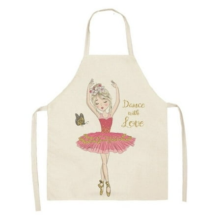 

Selling Cute Cartoon Pink Girl Cotton Linen Sleeveless Apron Printed Kitchen Oil-proof Apron Female Household Baking Bib